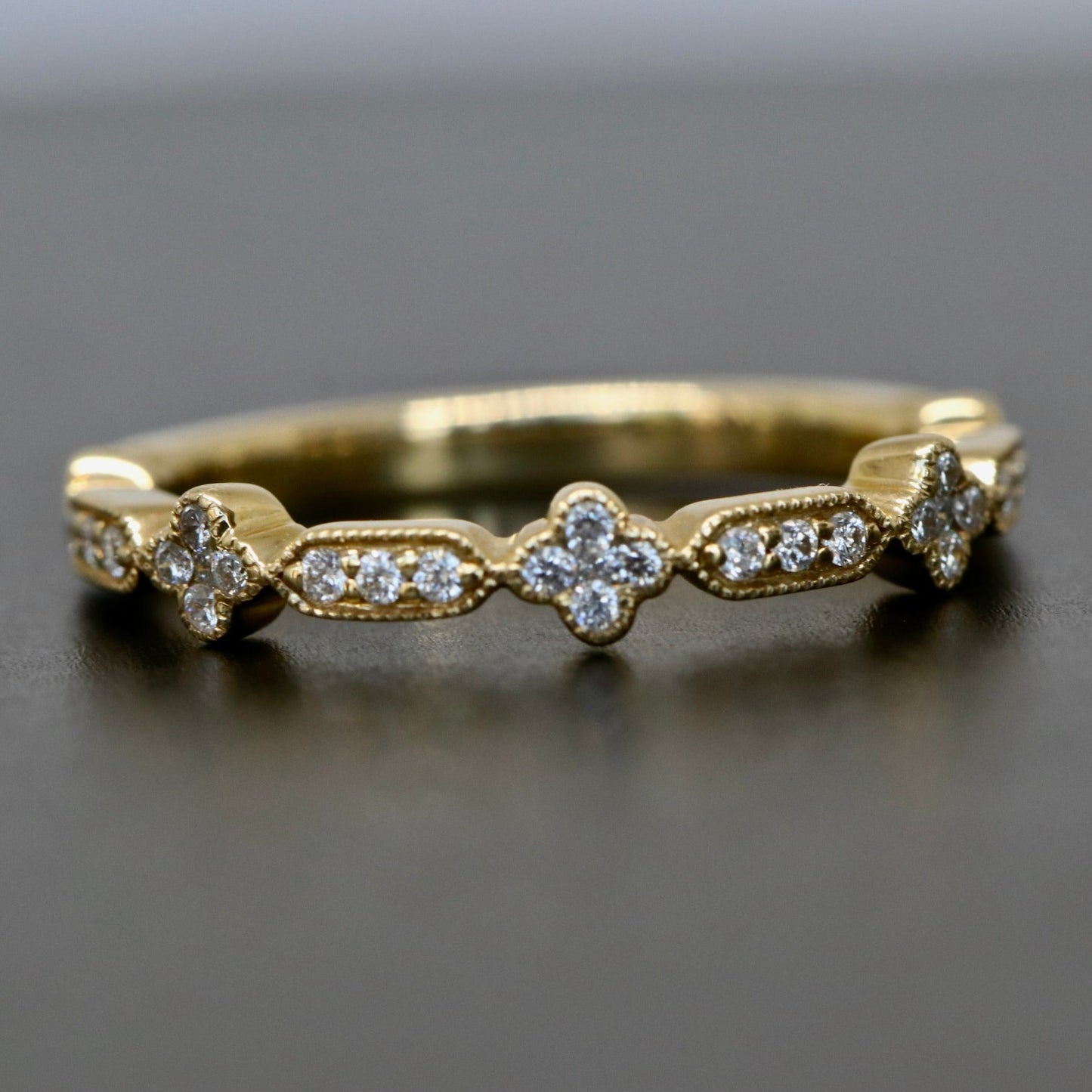14kt Yellow Gold and Diamond Clover Ring