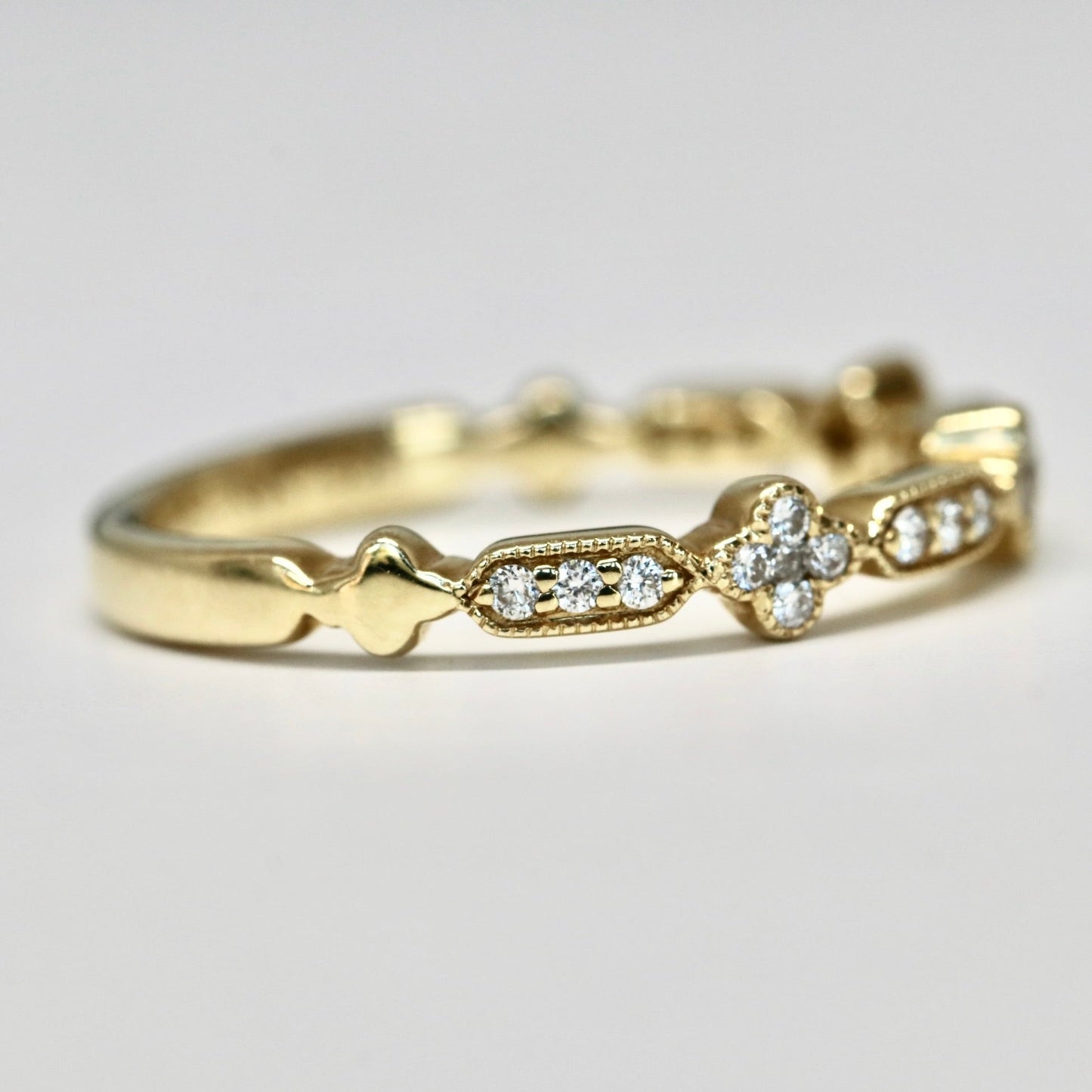14kt Yellow Gold and Diamond Clover Ring