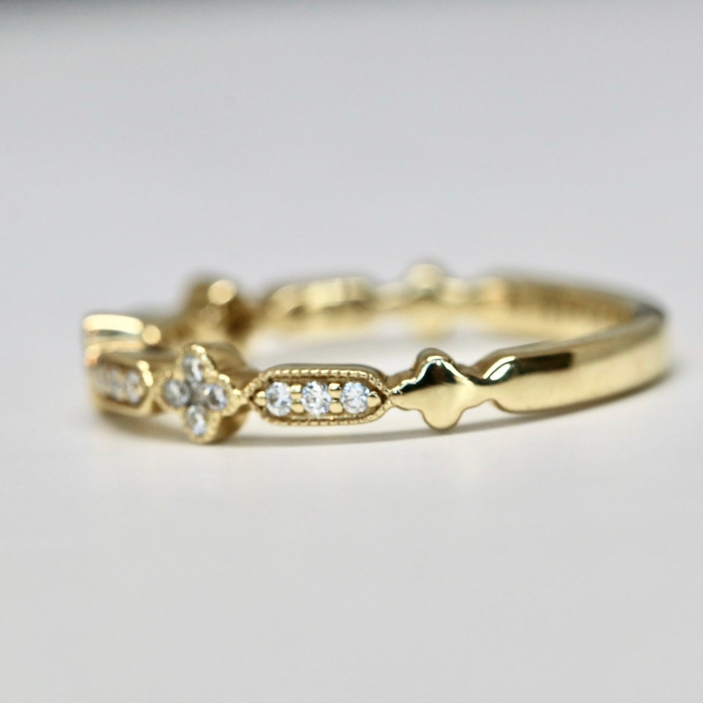 14kt Yellow Gold and Diamond Clover Ring