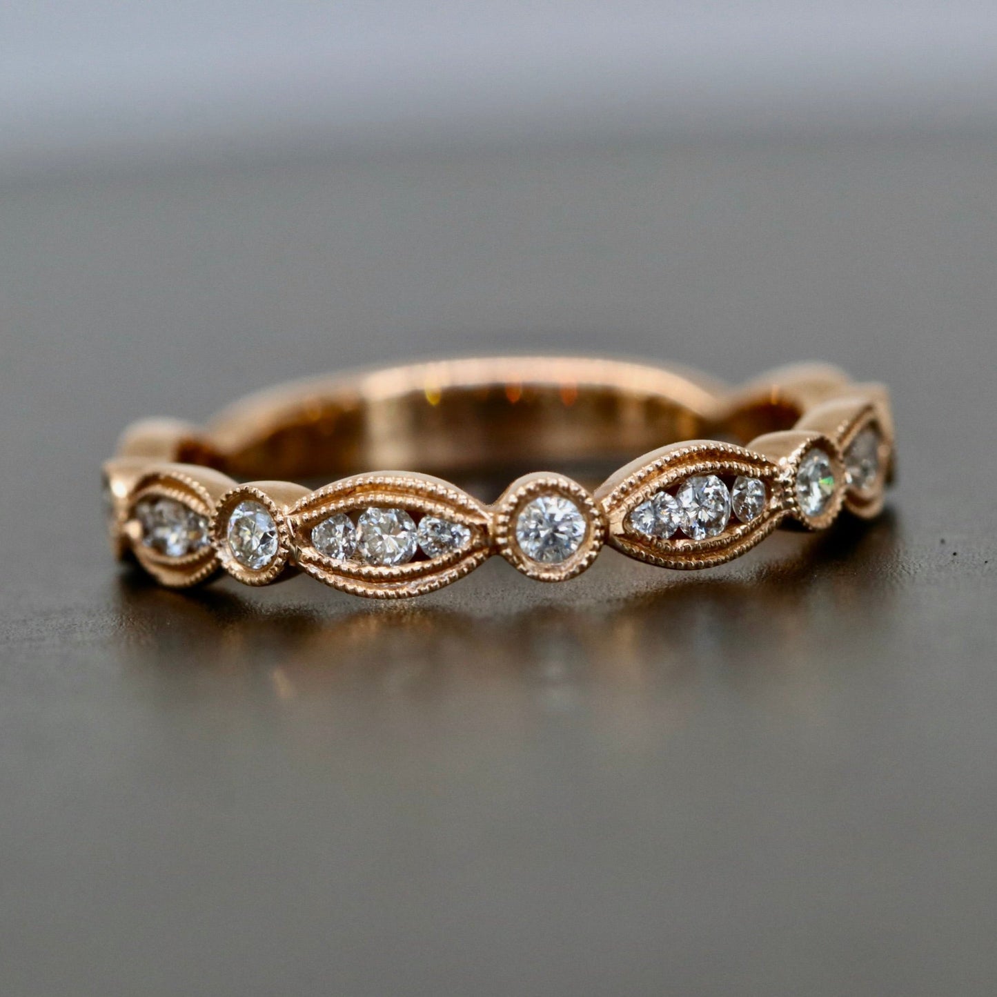 14kt Gold and Diamond Stackable with a Vintage Style