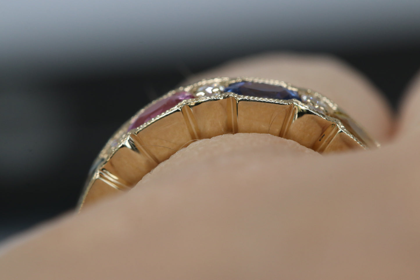 Multi Color Sapphire and Diamond Ring
