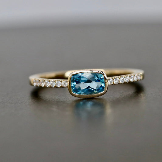 cushion cut blue zircon ring