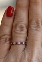 Alternating Round Ruby And Diamond Stackable Ring