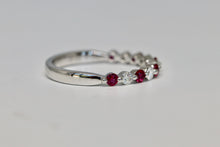 Alternating Round Ruby And Diamond Stackable Ring