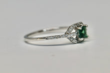 Alexandrite Halo Diamond Ring in Solid 14kt White Gold