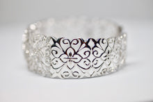 Wide Vintage Inspired Diamond Bangle in 14kt White Gold