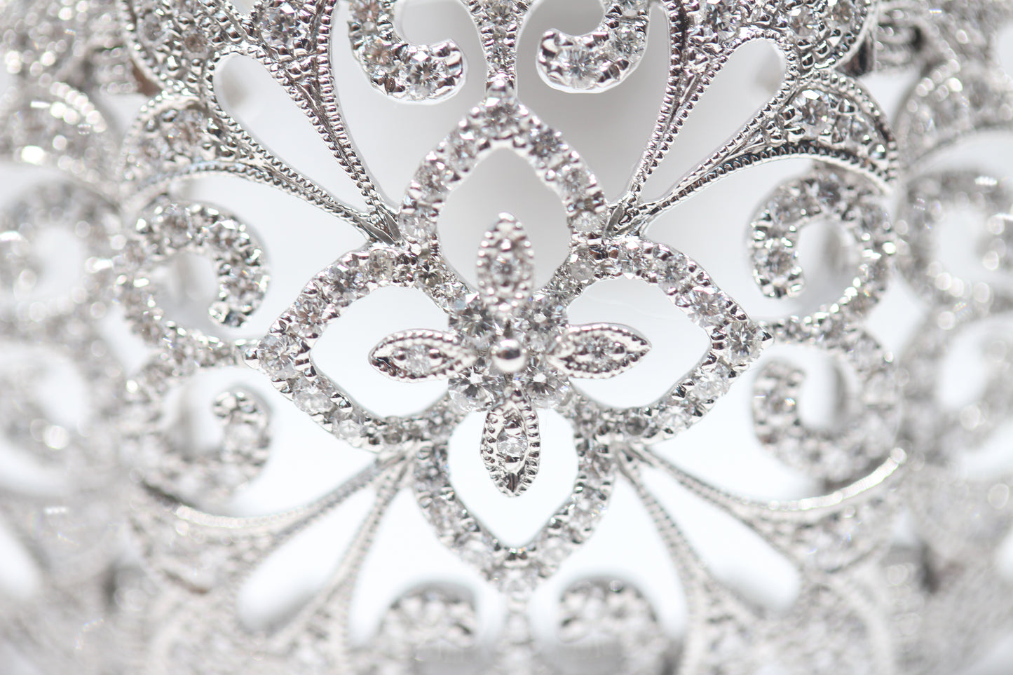 Wide Vintage Inspired Diamond Bangle in 14kt White Gold