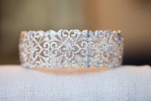 Wide Vintage Inspired Diamond Bangle in 14kt White Gold