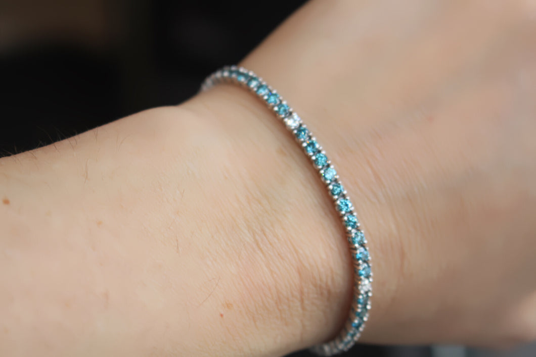 Fancy Blue Diamond Tennis Bracelet