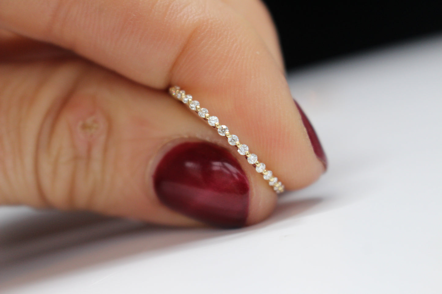 Diamondaire Single Shared Prong Eternity Stackable Bands