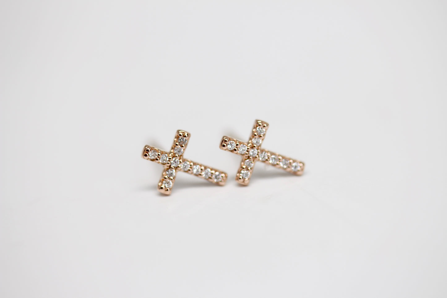 Small Diamond Cross Earrings 14kt