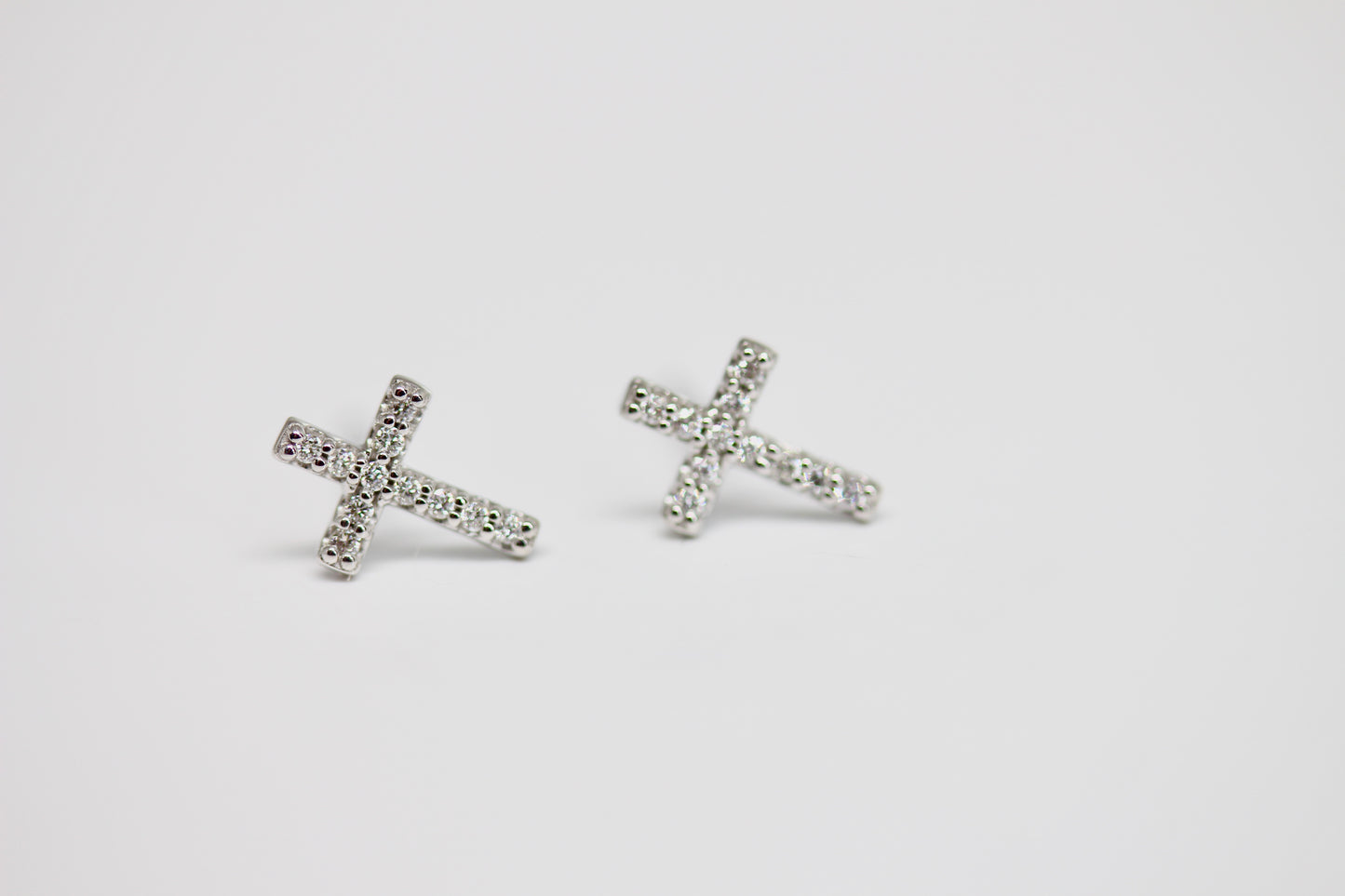 Small Diamond Cross Earrings 14kt