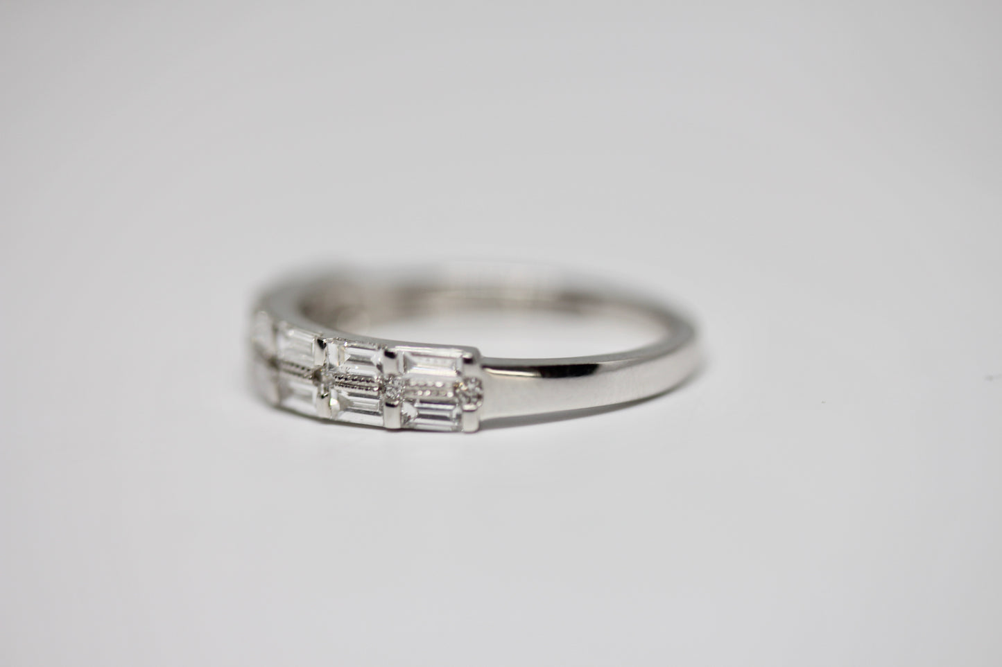 2 Row Diamond Baguette Wedding Band