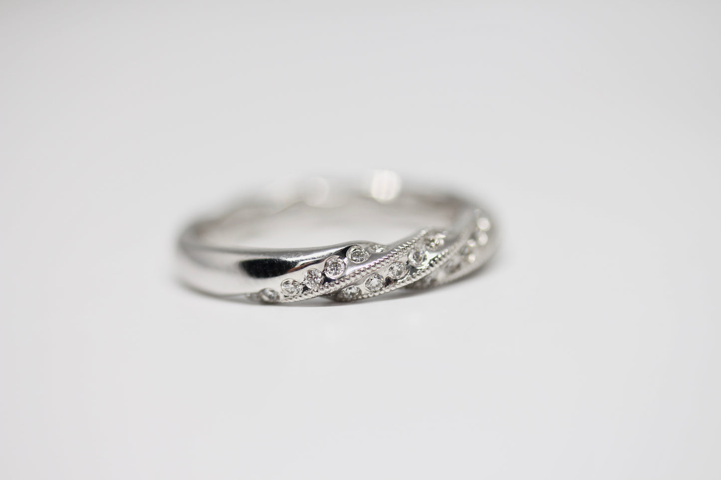 Twist Channel Set Diamond Wedding Band