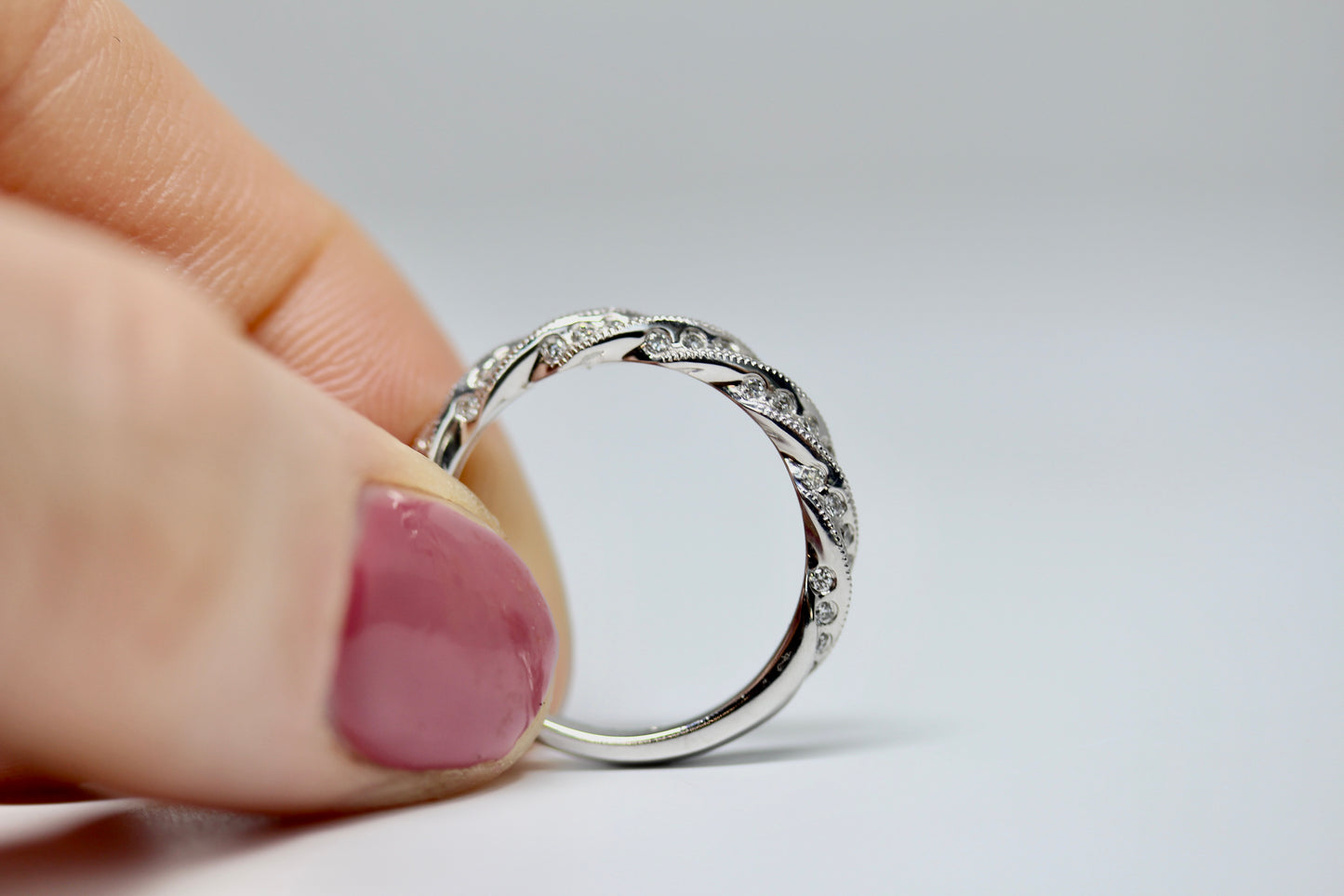 Twist Channel Set Diamond Wedding Band