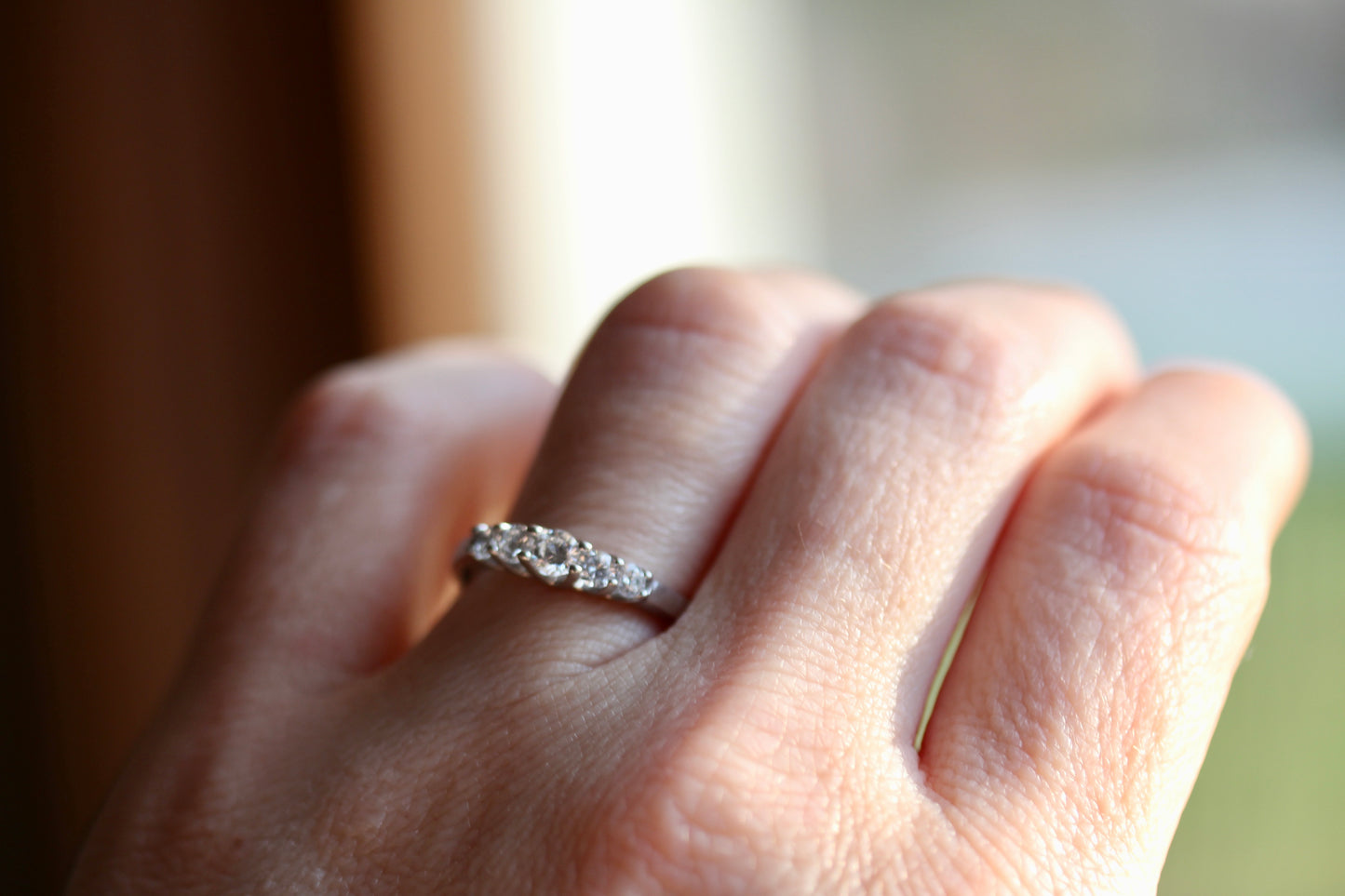 5 Stone Graduated Diamond Wedding Band Trellis Set