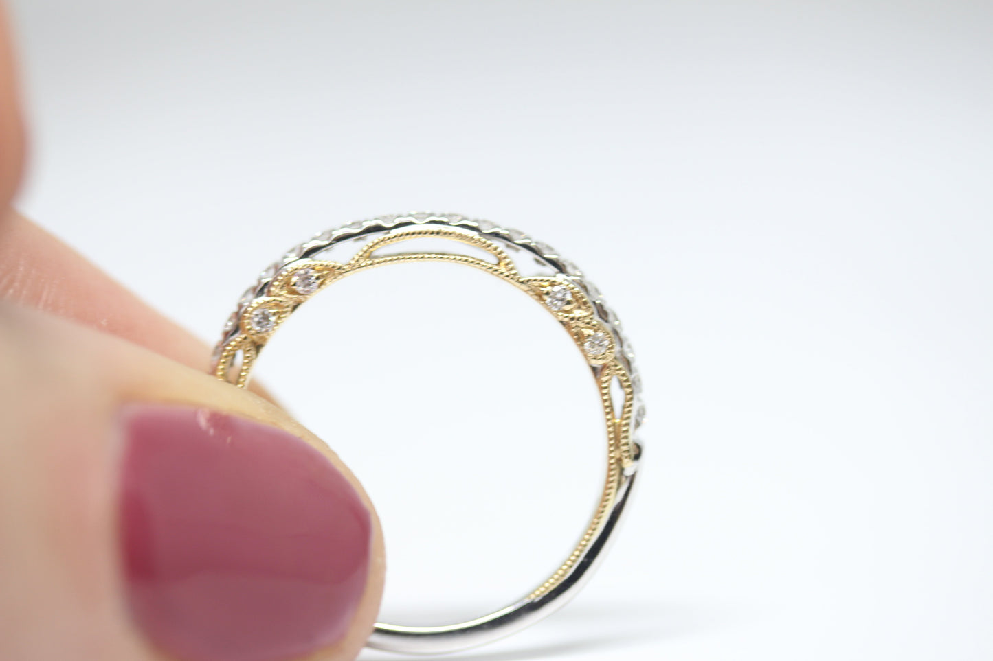 14kt Gold Two-Tone Detailed Wedding Band