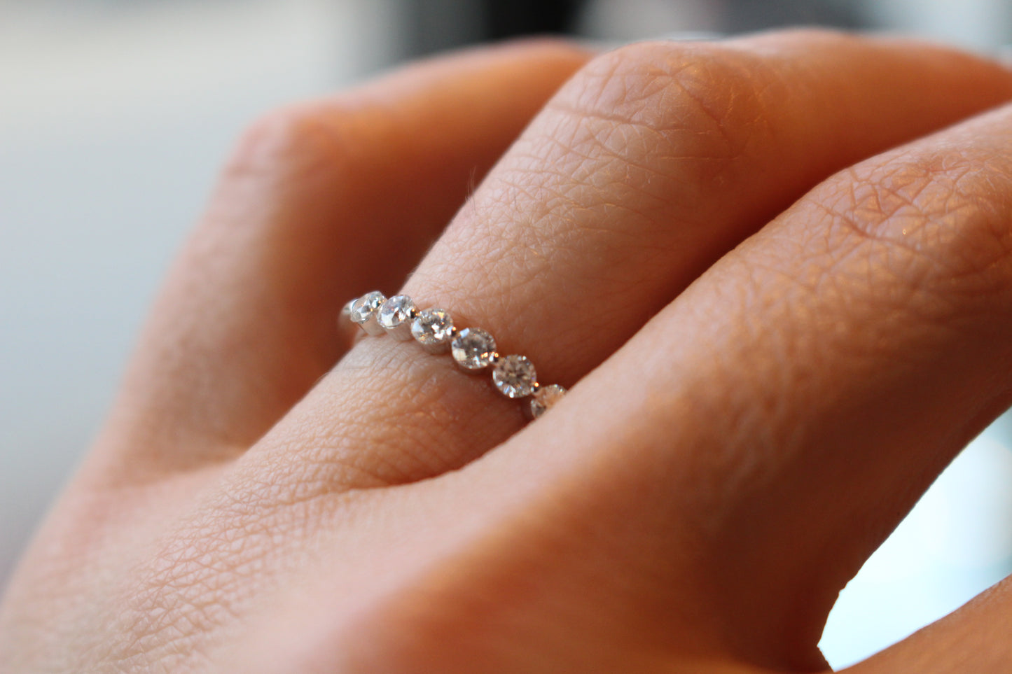 Diamondaire Scalloped Diamond Wedding Band in 14kt White Gold