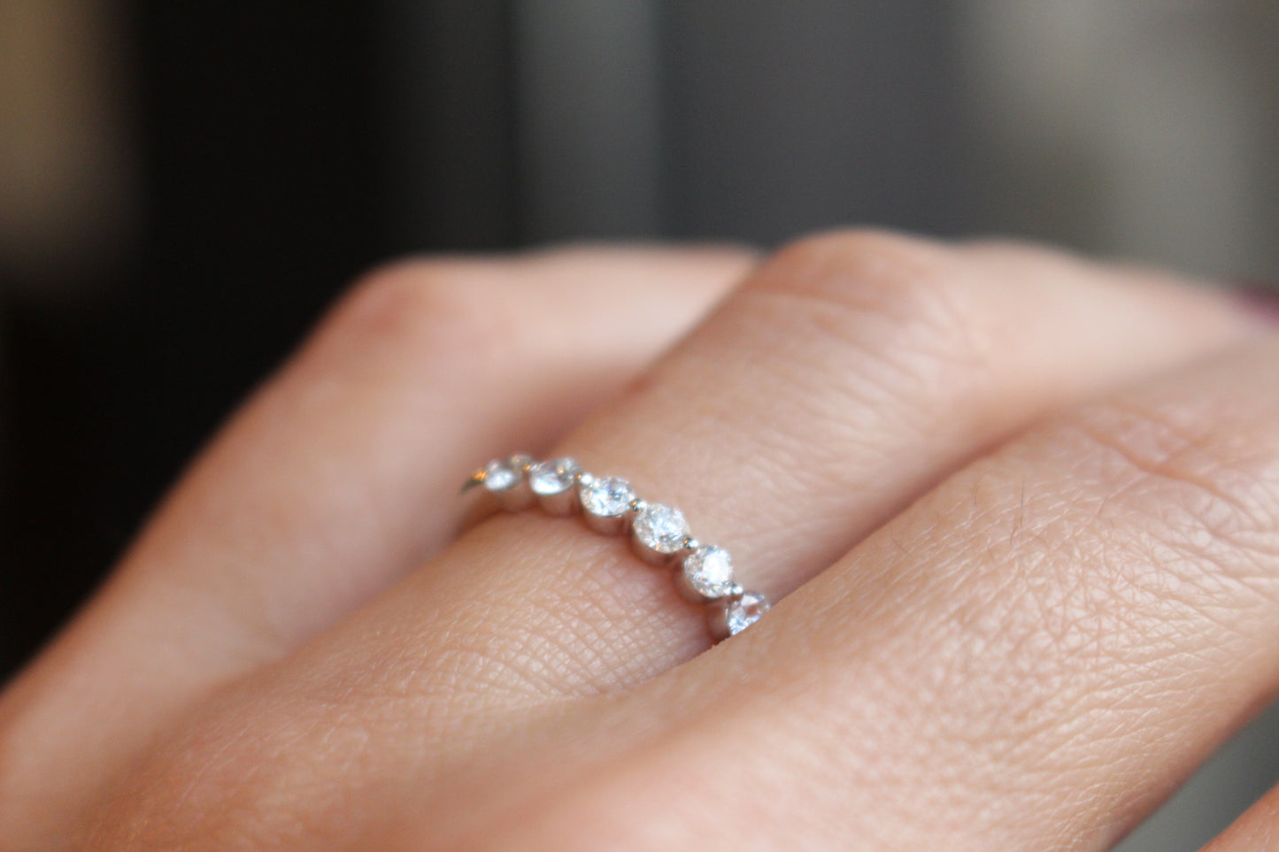 Diamondaire Scalloped Diamond Wedding Band in 14kt White Gold