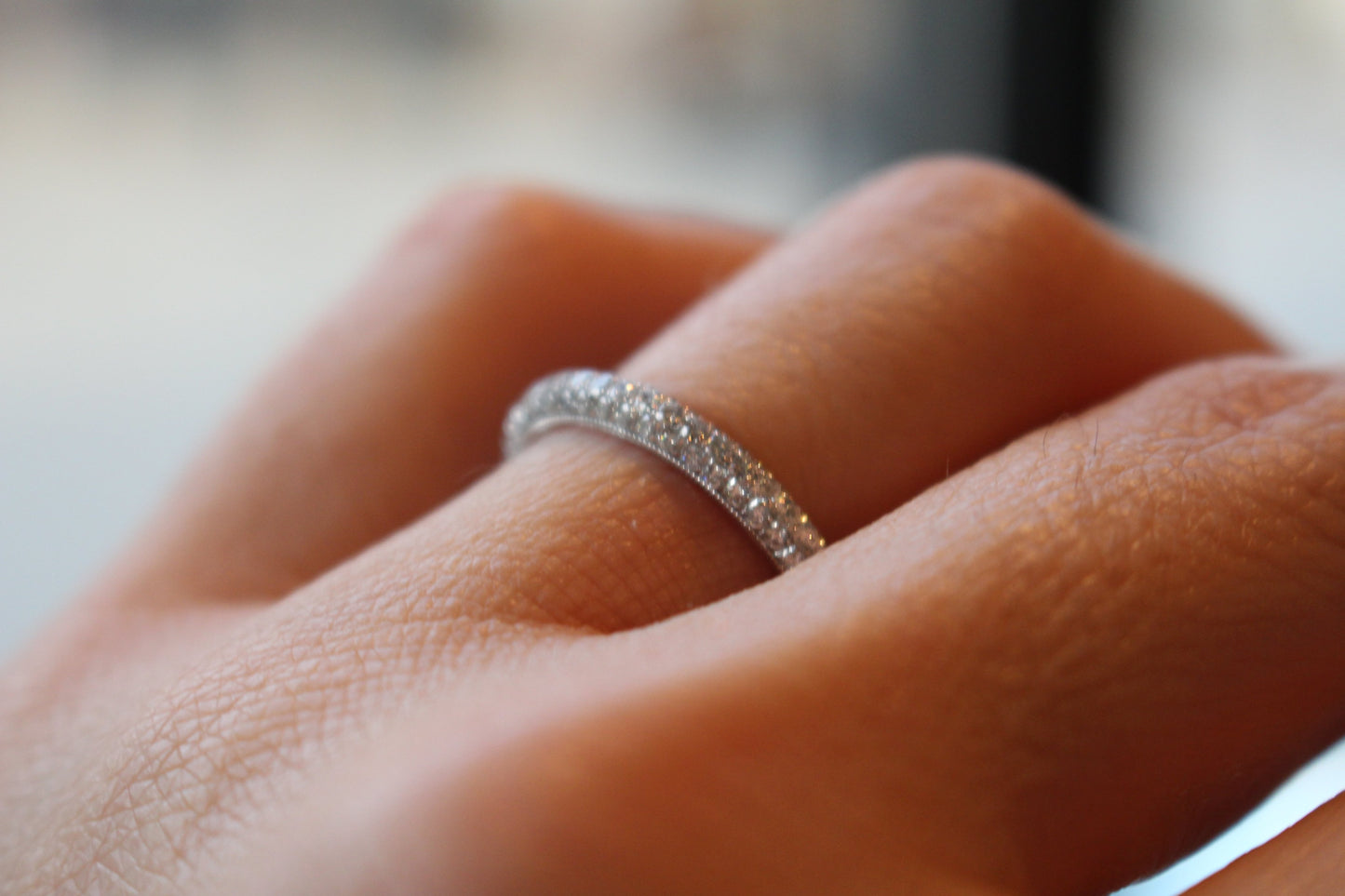Diamondaire Diamond Pave Wedding Band in 14kt White Gold