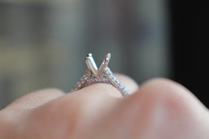 Diamondaire Diamond Pave Engagement Ring in 14kt White Gold