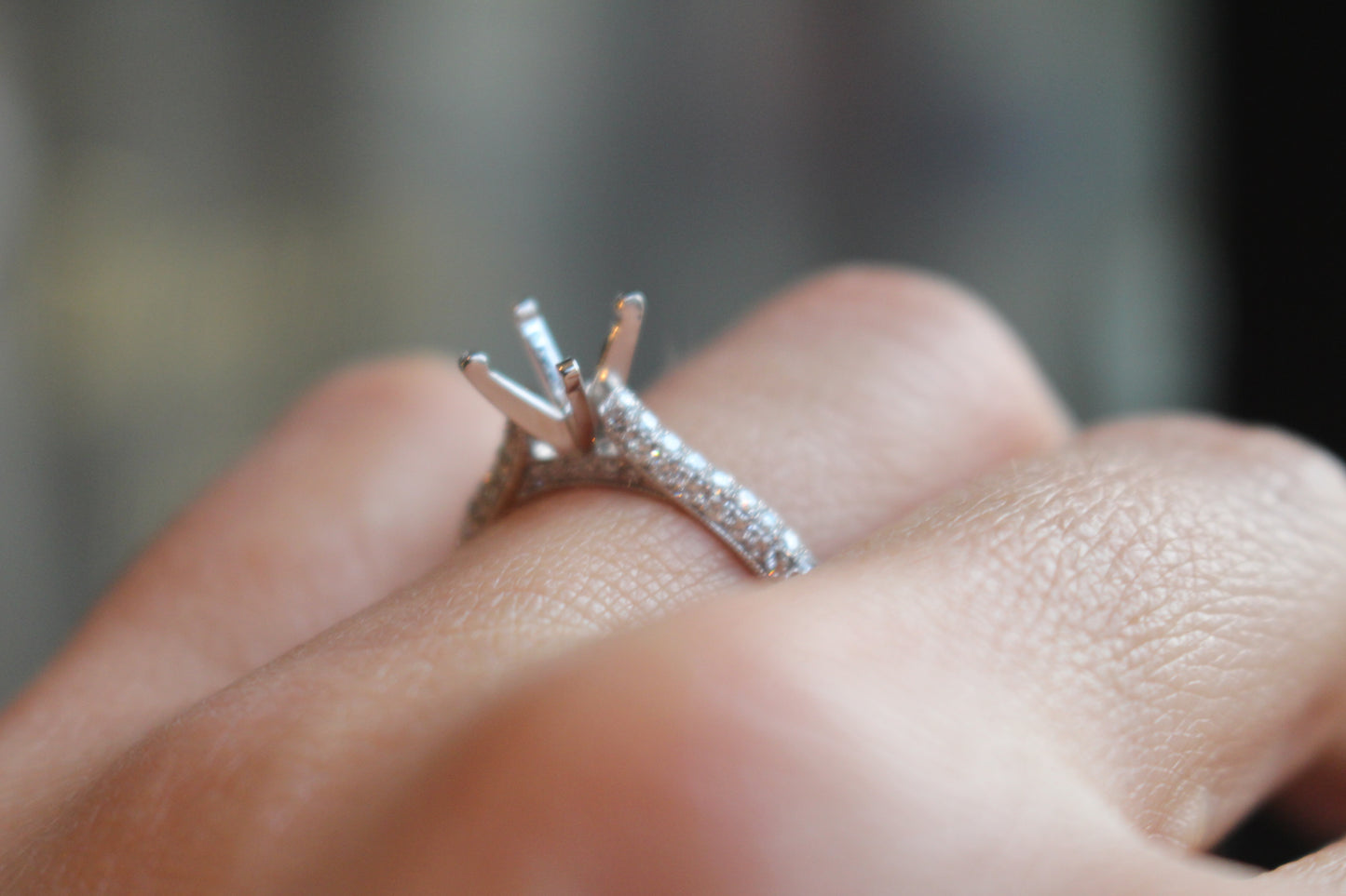 Diamondaire Diamond Pave Engagement Ring in 14kt White Gold