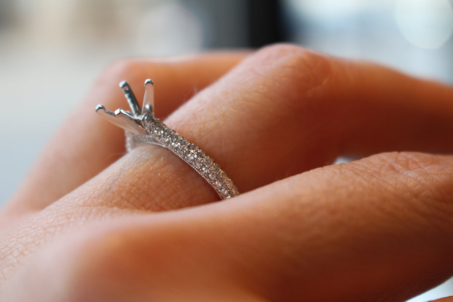 Diamondaire Diamond Pave Engagement Ring in 14kt White Gold