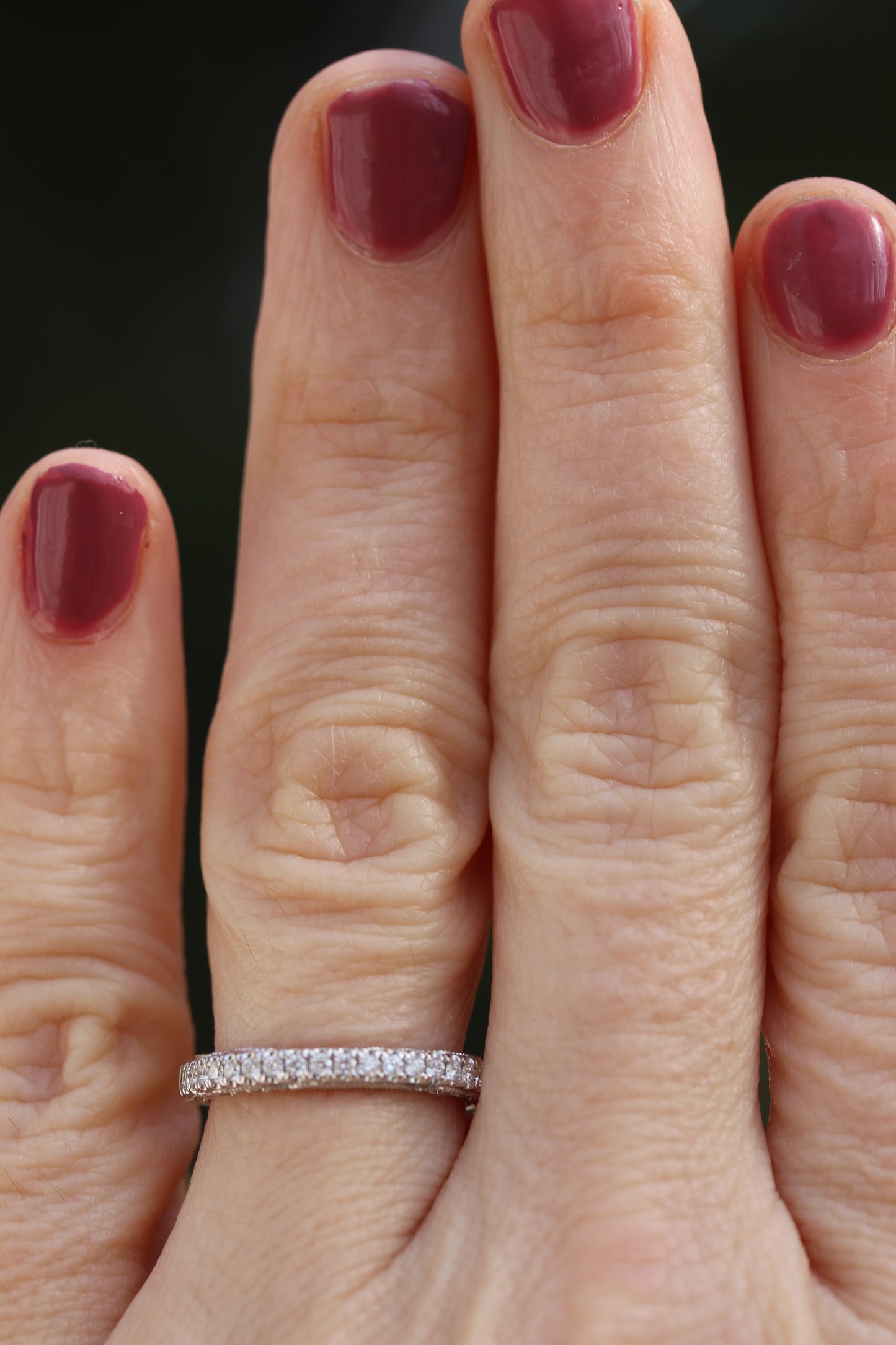 Vintage Style Shared Prong Diamond Band with Lots of Side Detail