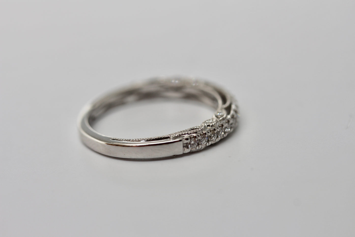 Vintage Style Shared Prong Diamond Band with Lots of Side Detail