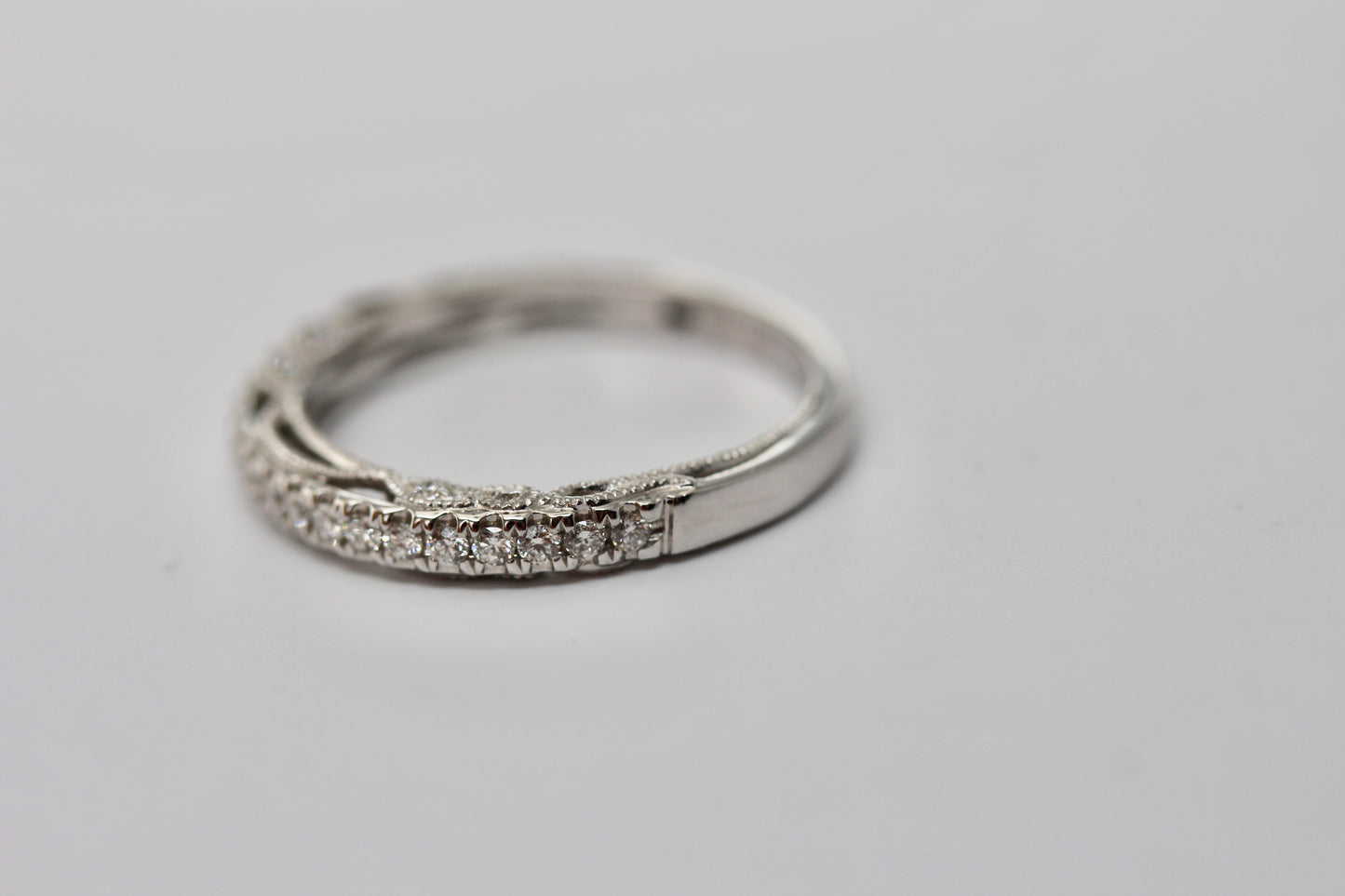 Vintage Style Shared Prong Diamond Band with Lots of Side Detail