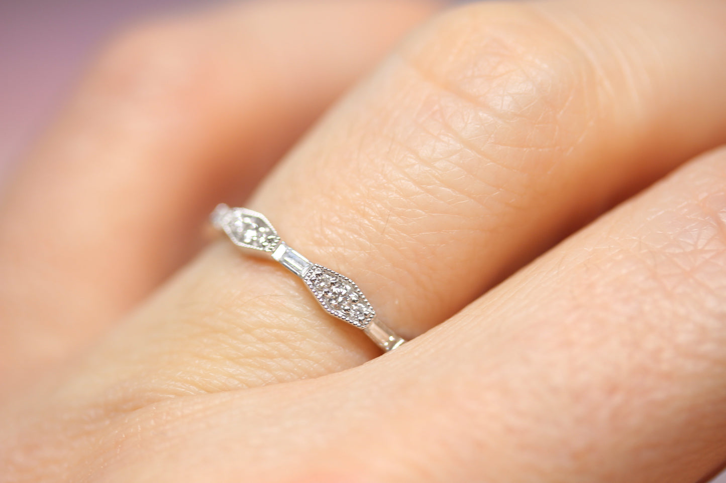 Baguette and Round Diamond Stackable