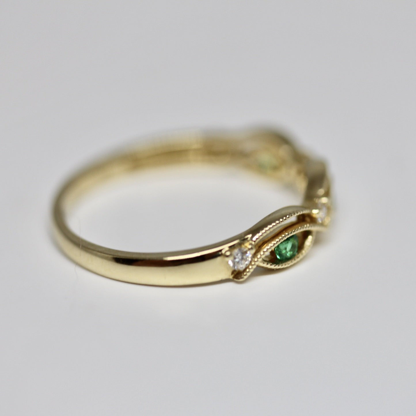 Diamondaire Emerald and Round Diamond Stackable