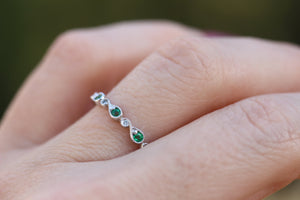Diamondaire Round Cut Emerald and Diamond Stackable