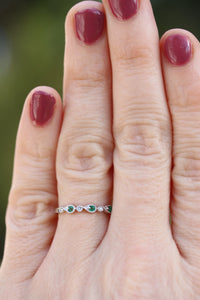 Diamondaire Round Cut Emerald and Diamond Stackable