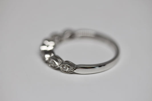 Diamondaire Round Blue Sapphire & Diamond Stackable Ring