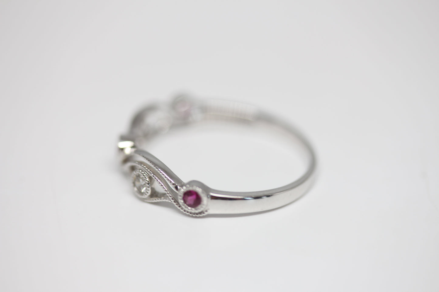 Diamondaire Round Ruby & Diamond Stackable Ring