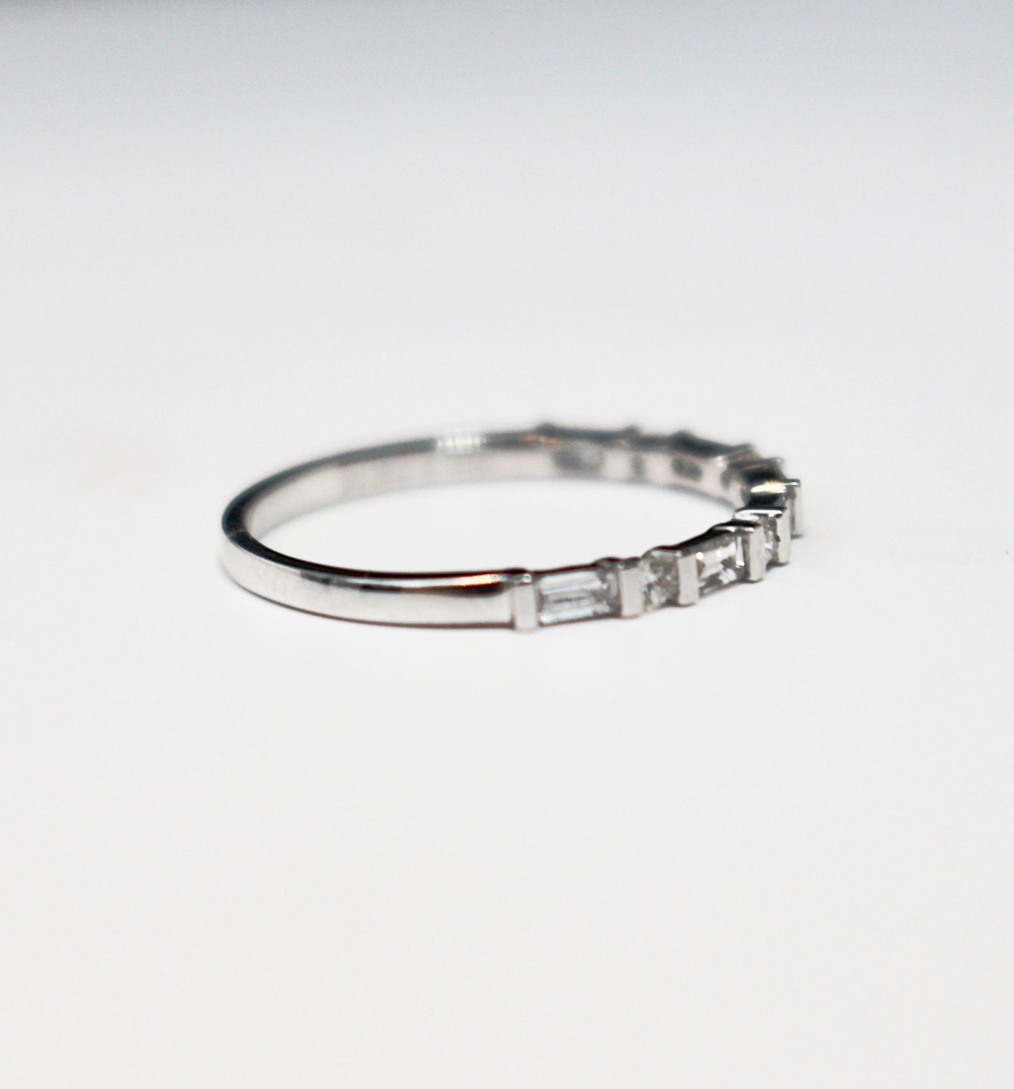Baguette and Round Diamond Stackable in 18kt White Gold