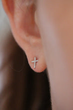 Small Diamond Cross Earrings 14kt