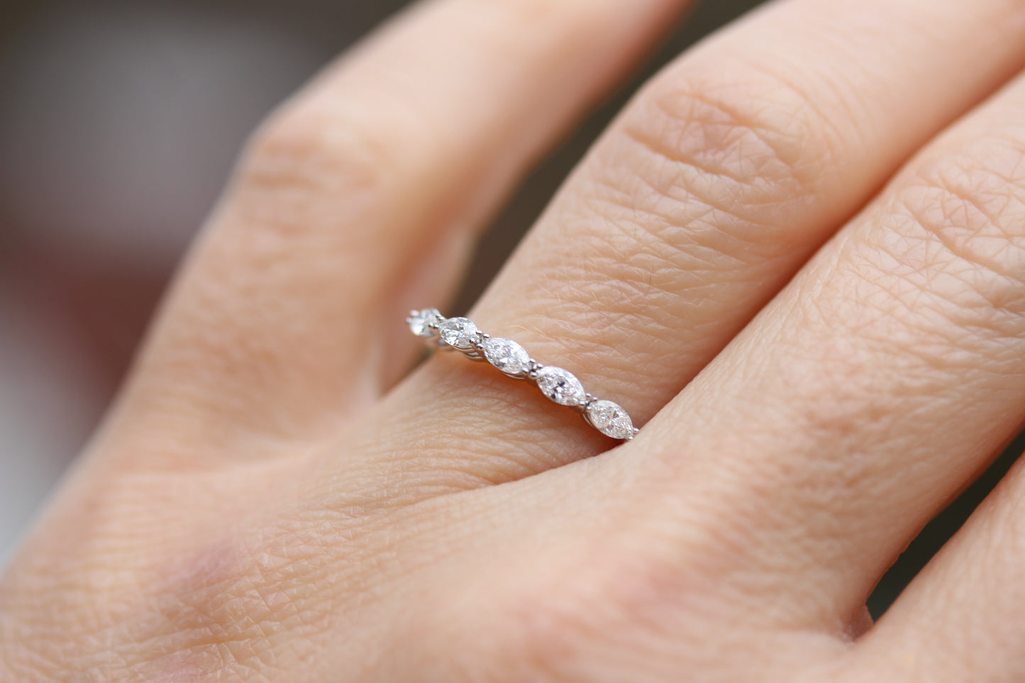 1/2CT 5 Stone Marquise Cut Diamond Wedding Band