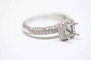 Paved Square Halo Diamond Engagement Ring
