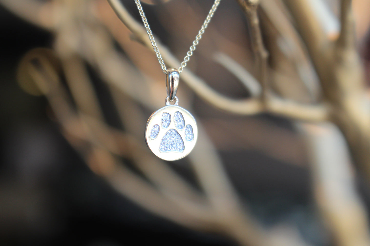 Paw Print Diamond Disc Pendant