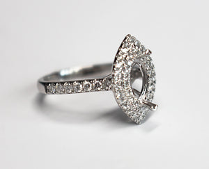 Diamondaire Double Halo Marquise Engagement Ring