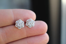 Cluster Flower Halo Diamond Earrings