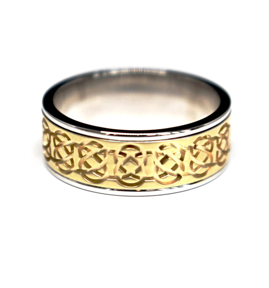 Diamondaire Mens Two-Tone Celtic Ring