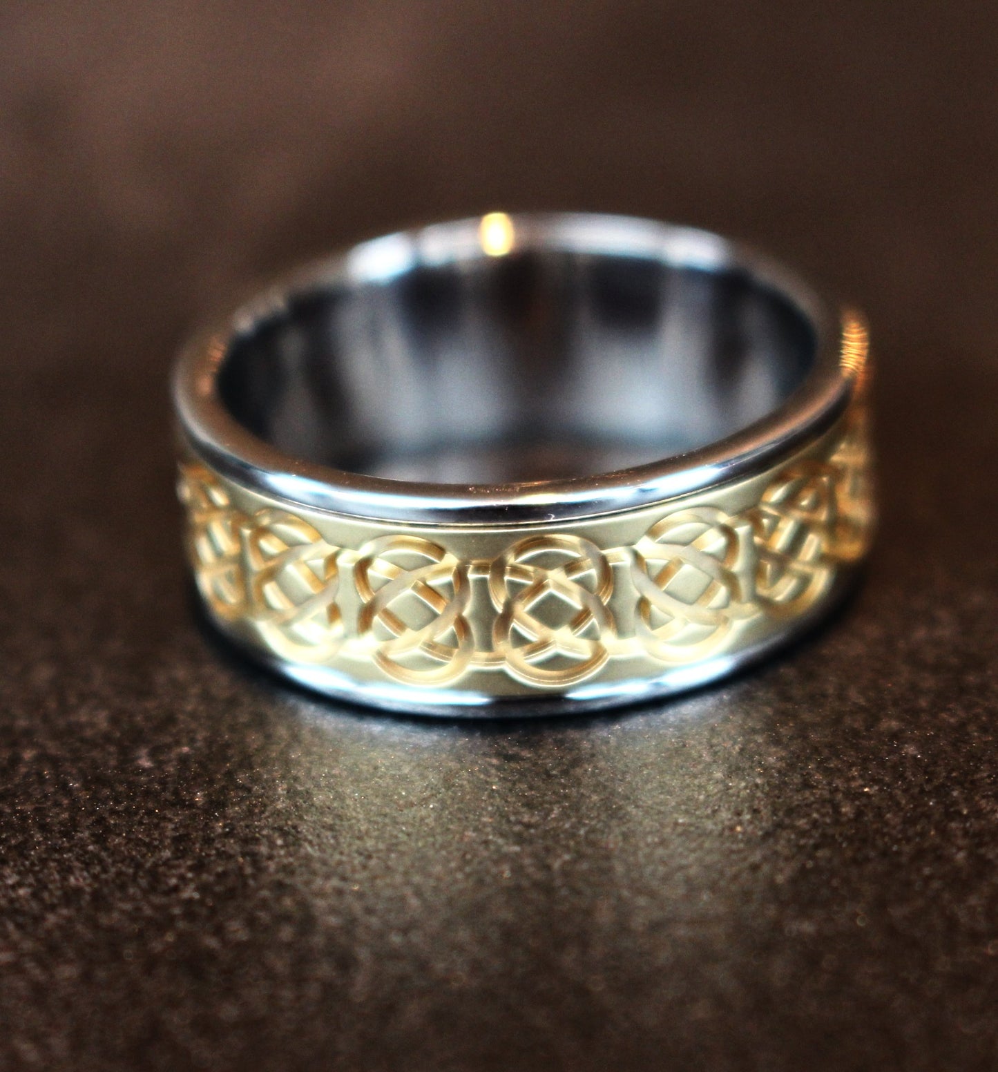 Diamondaire Mens Two-Tone Celtic Ring