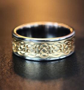 Diamondaire Mens Two-Tone Celtic Ring
