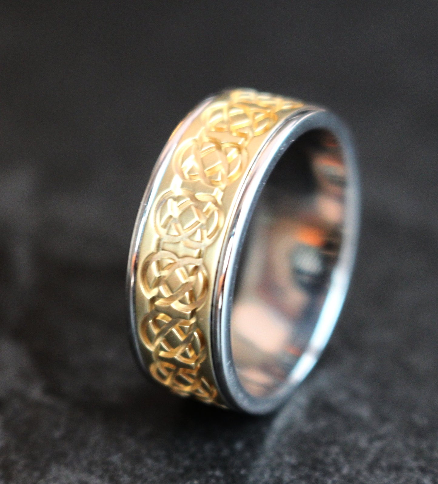 Diamondaire Mens Two-Tone Celtic Ring