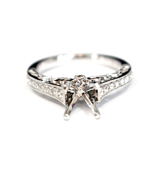 Diamondaire Side Braid Diamond Engagement Ring