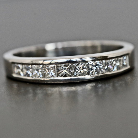 PLATINUM Domed Channel Set Diamond Wedding Band