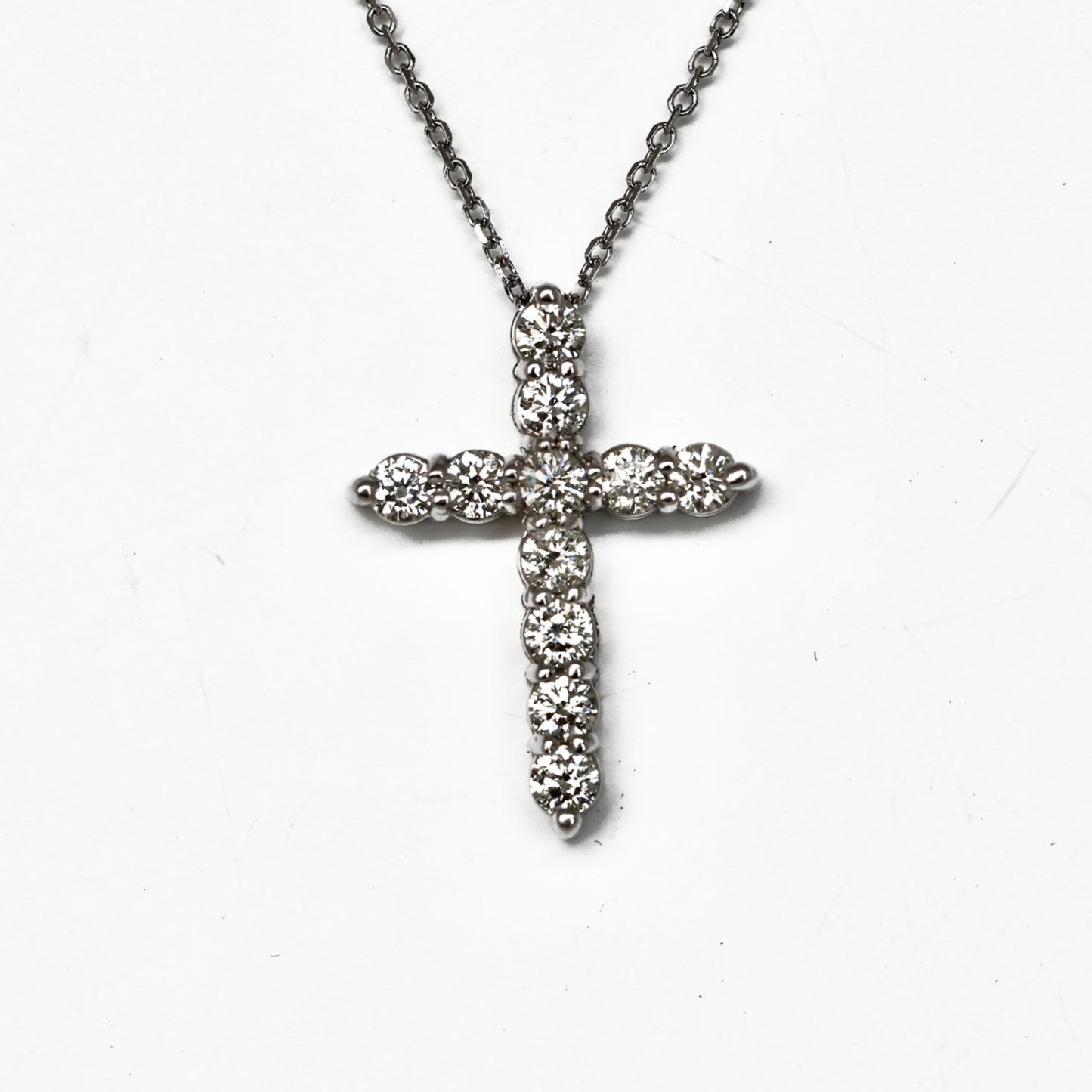 Large Diamond Cross .90tcw in 14kt Solid White Gold